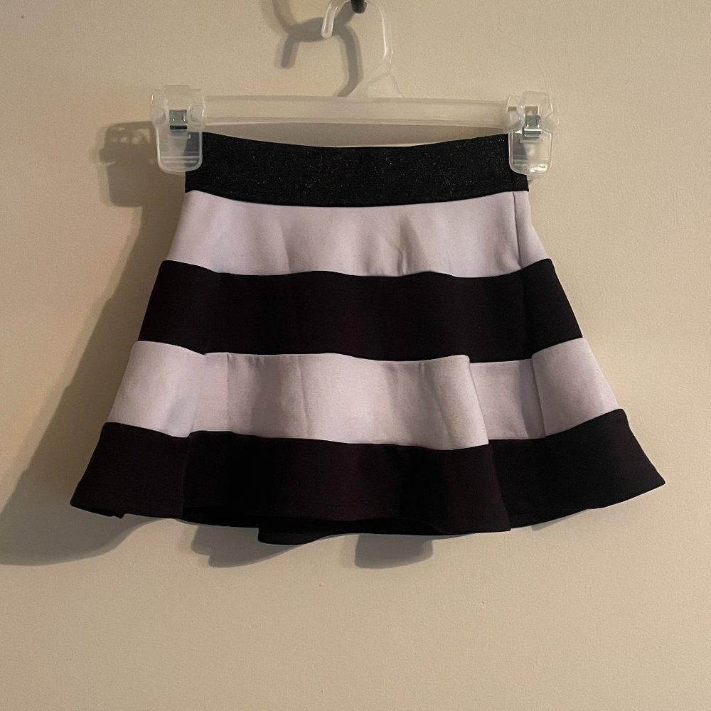 Justice Girls Black & White Striped Skirt/Skort Size 6